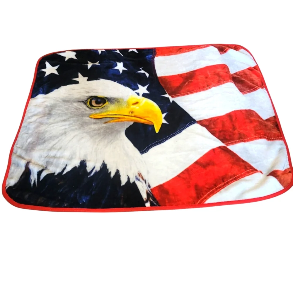 American Bald Eagle American Flag Patriotic Throw Blanket 46
